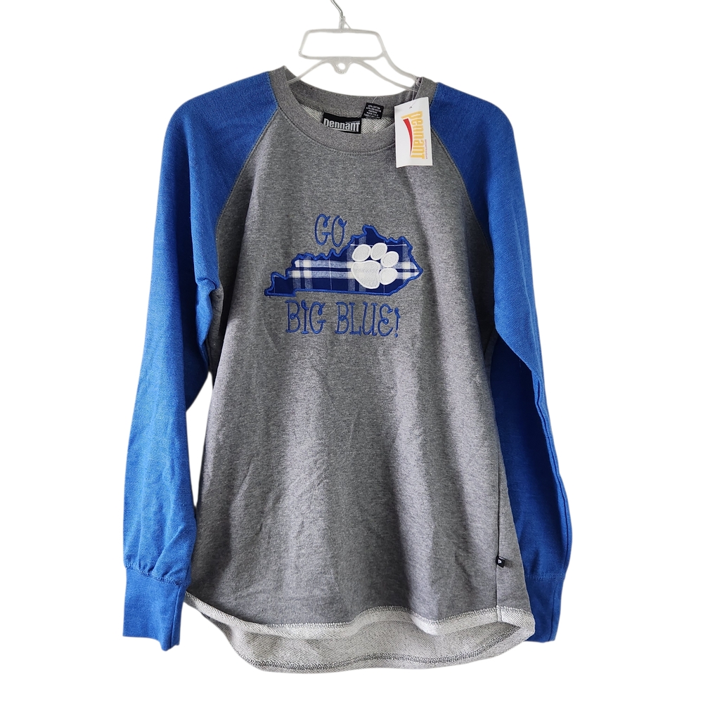 New Blue and Gray Long Sleeve Shirt Kentucky Go Big Blue Wildcats UK Top Women